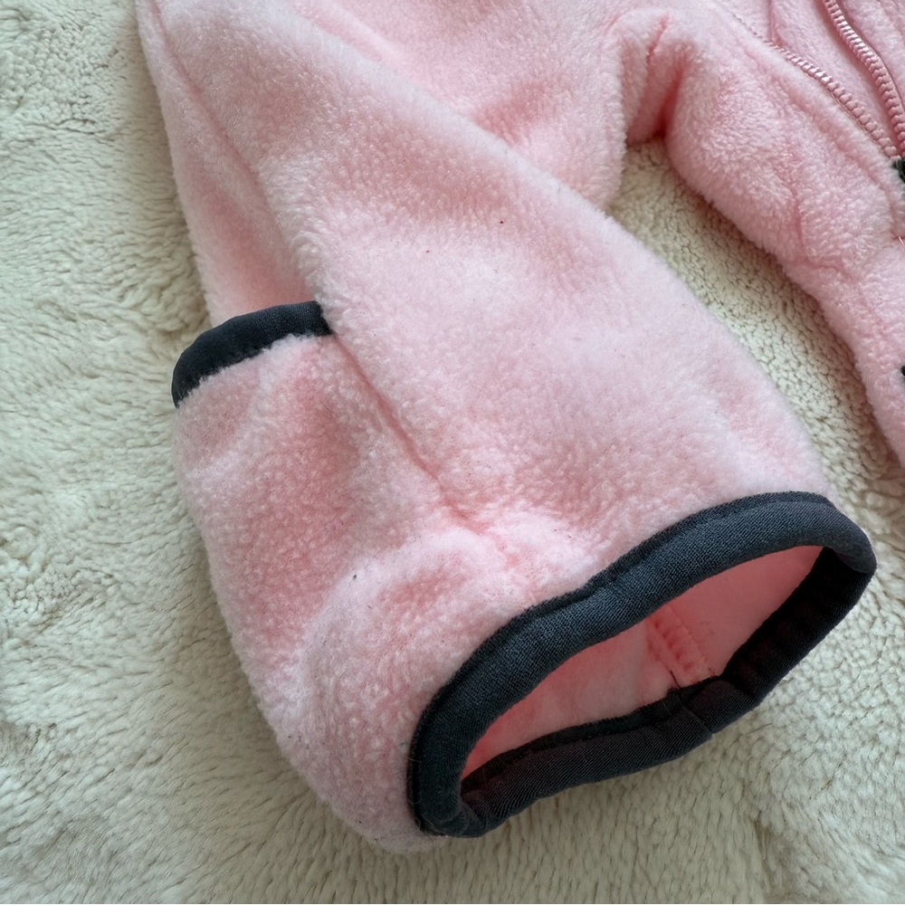Columbia Baby Pink One Piece Fleece Bunting Suit with Bear Ears - Picture 5 of 9